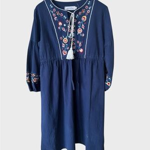 Shineflow Blue Dress with Embroidered front and Sleeves